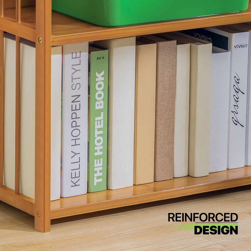 6-Tier Bamboo Bookshelf Freestanding Tall Narrow Bookcase V309378
