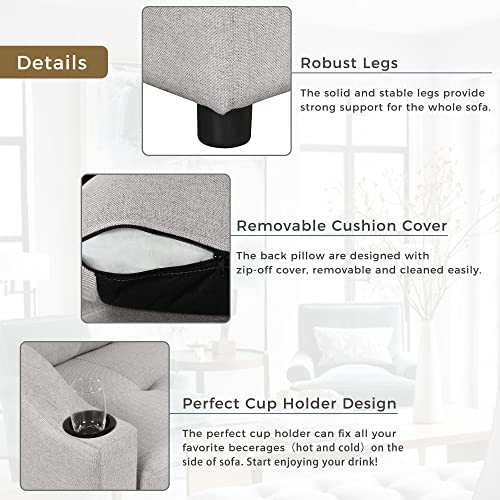 Pull Out Sofa Bed with Storage Chaise and Cup Holder Y126174