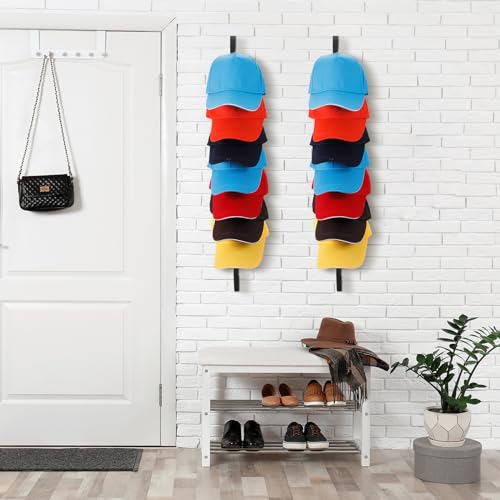 Wooden Hat Rack for Baseball Caps with 10 Hooks, Wall Mount, 3 Pack X3388