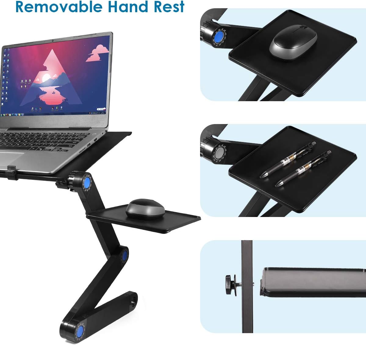Foldable Aluminum Laptop Desk with Cooling Fan and Mouse Pad E7211