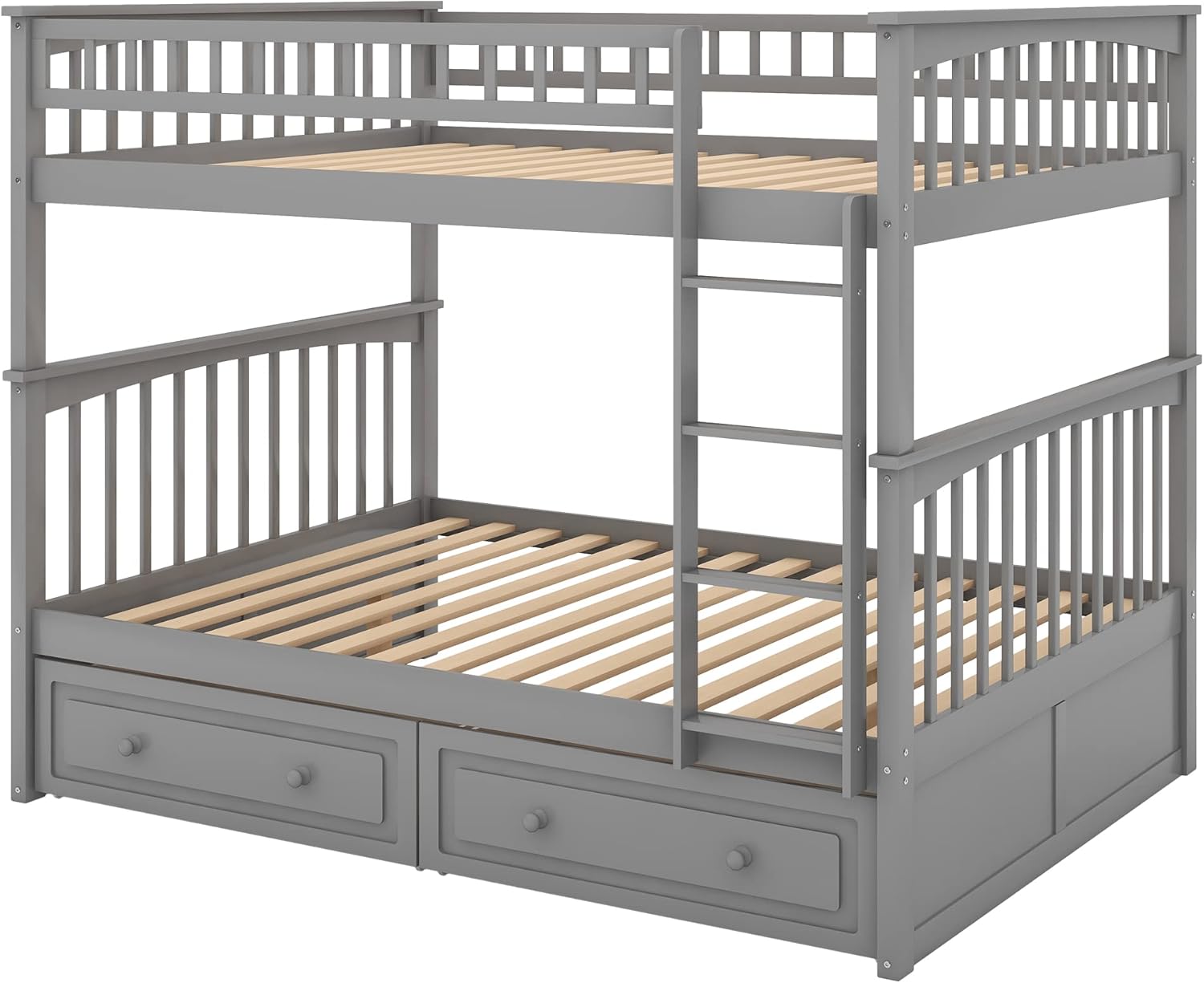 Full Bunk Bed with Drawers, Gray P259006