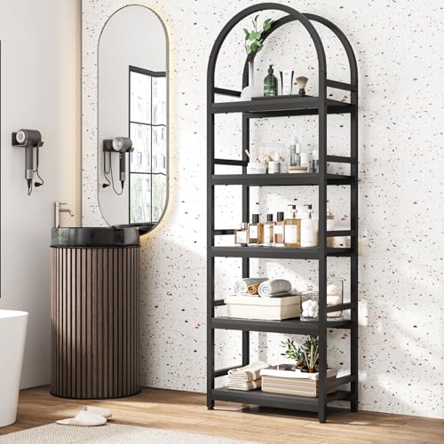 4-Tier Open Bookshelf, 71" Modern Arched Bookcase with Metal Frame Y3775