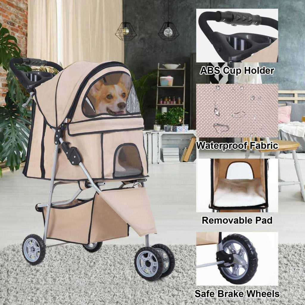 Pet Stroller Cat Dog Travel Folding Carrier F9207