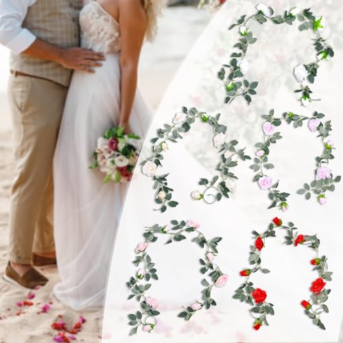 Artificial Eucalyptus Rose Garland for Home Wedding Garden Decor D3496