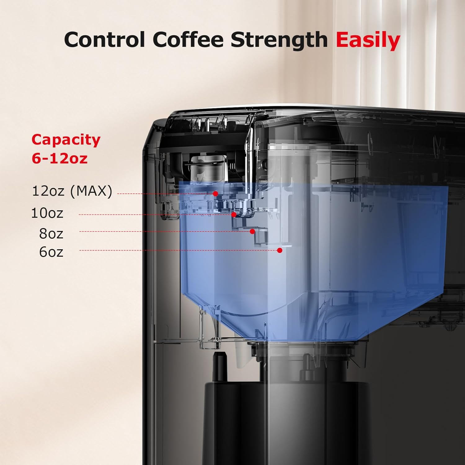 Single Serve Coffee Maker for K Cup Capsule, Fast Brewing, 6 to 12oz Brew Sizes V1235