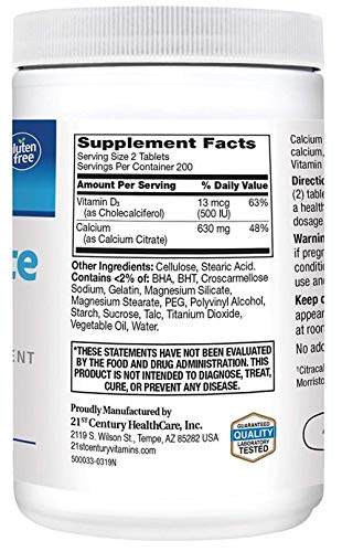 Calcium Citrate Plus D3 Tablets, 400 Count C955