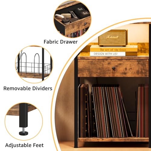 Record Player Stand with Vinyl Storage and Drawer K350748
