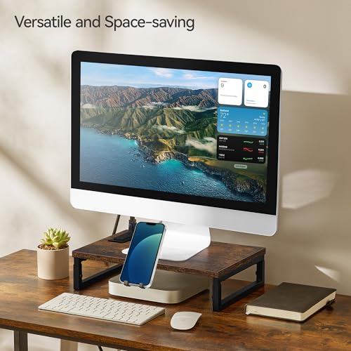 Monitor Stand Riser with Charging, Adjustable Desk Organizer with Phone Holder O1856