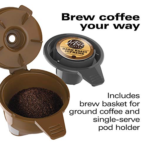 Single-Serve Coffee Maker Compatible with Pod Packs and Grounds, Black U18258
