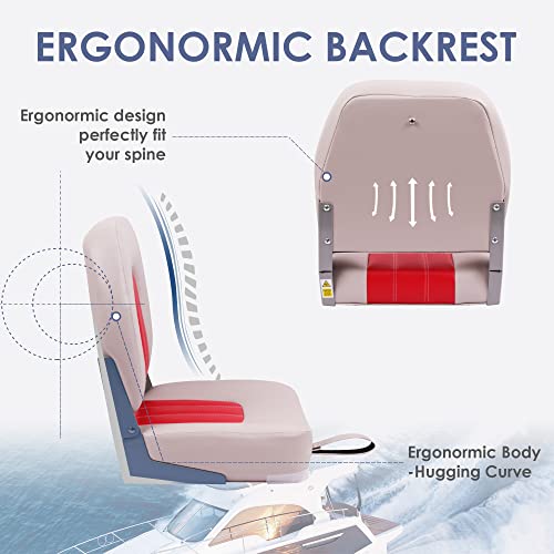 Fold-Down Fishing Boat Seat, Grey/Blue U984