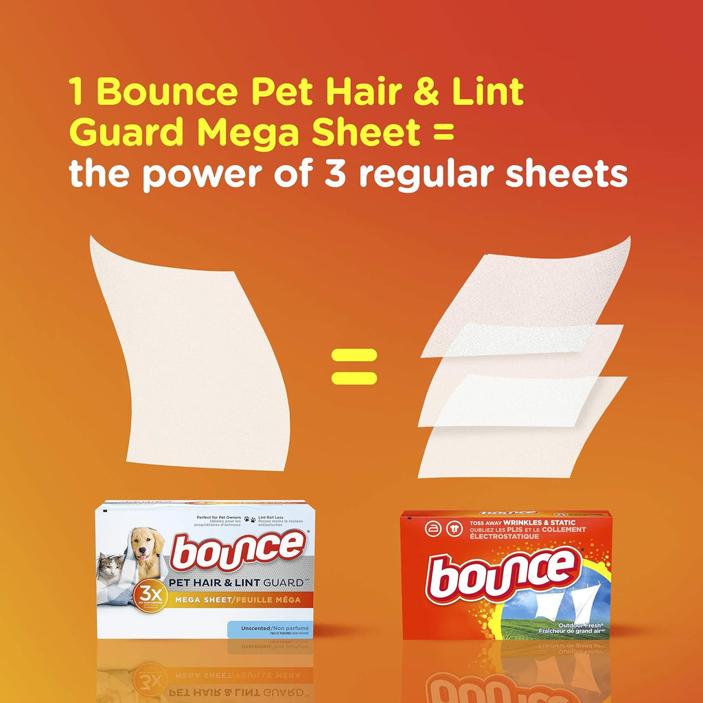 Pet Hair and Lint Guard Dryer Sheets, Unscented, 120 Count Z3232