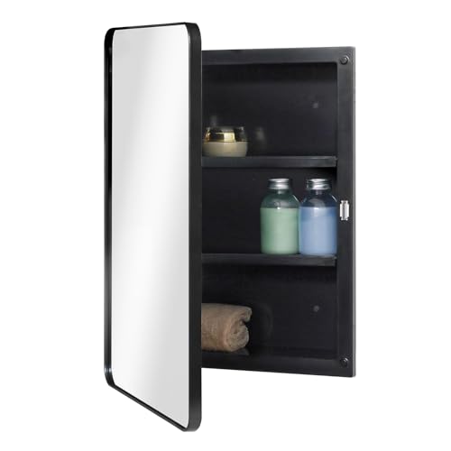 Black Beveled Edge Medicine Cabinet, 16 x 24 Inch H110573