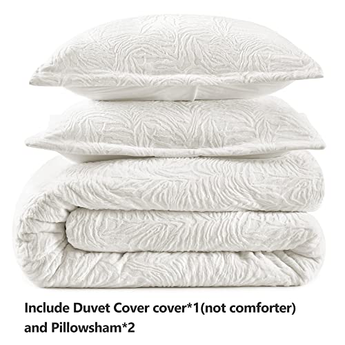 White Fluffy Duvet Cover Queen Set, Ultra Soft Shaggy Comforter Set, 3 Pieces X212842