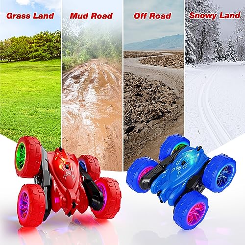 Remote Control Car with LED Lights, 360° Rotating Stunt Toy for Kids Q927552