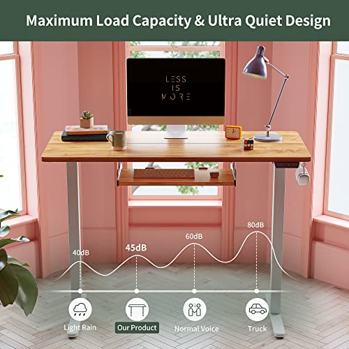 Standing Desk with Keyboard Tray, Electric Height Adjustable, 40 x 24 Inches W348