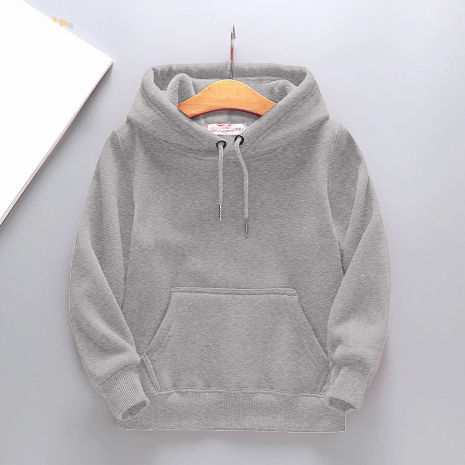 Kids Hooded Sweatshirt with Pockets, Grey, 5-6 Years Q437756