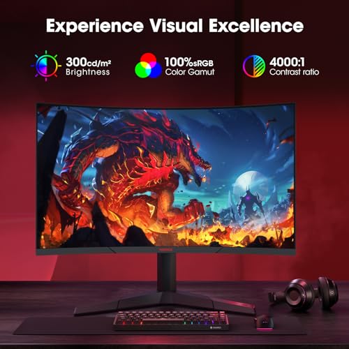 27 inch QHD 180Hz Curved Gaming Monitor, 1ms AdaptiveSync, VESA Compatible, HDR10 Z18960