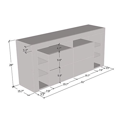 TV Stand for TVs up to 70", Modern High Gloss Entertainment Center with Storage and LED Lights U818