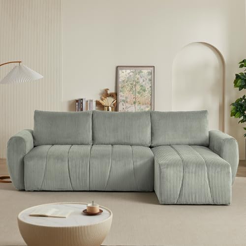Modular Sectional Sleeper Sofa with Storage, Convertible L-Shape Couch, Light Grey Z72959