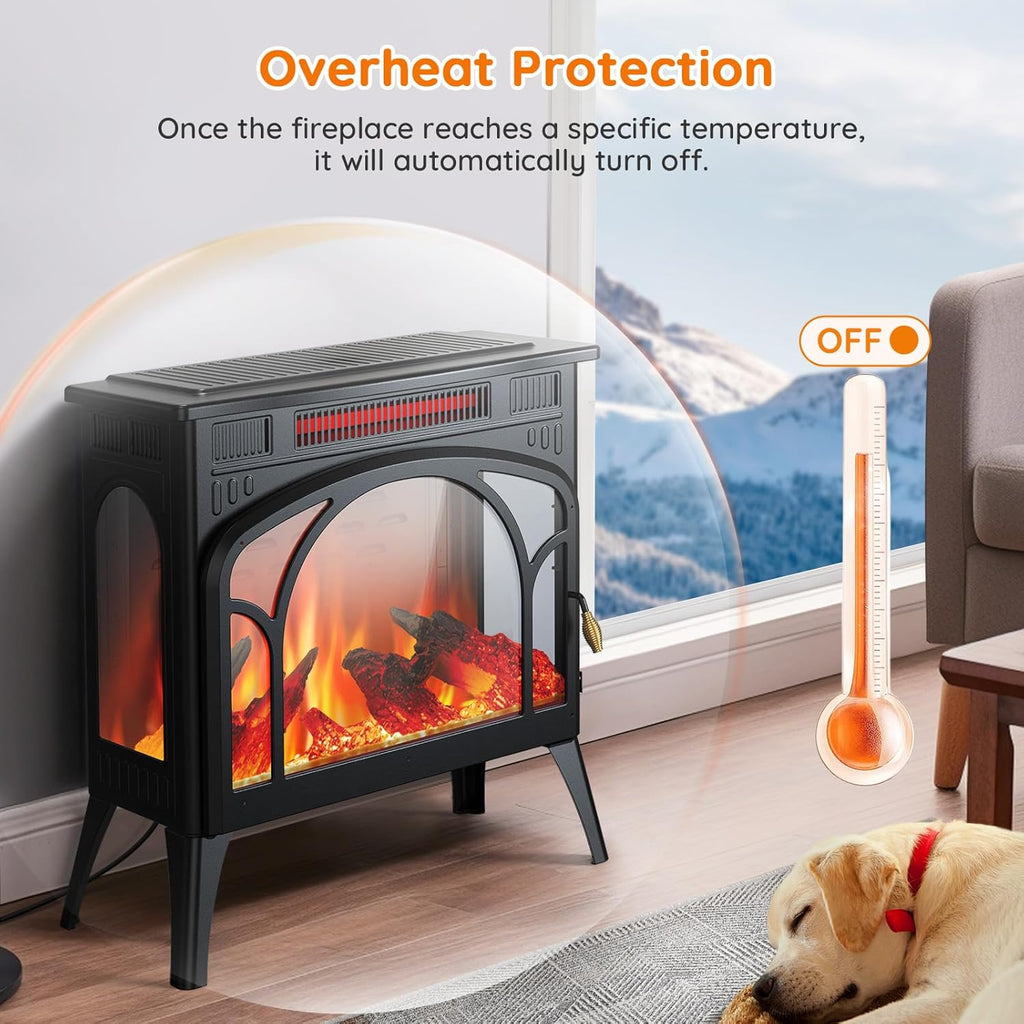 Electric Fireplace Heater, 1500W Infrared with 3D Flame Effect and Remote Q272199