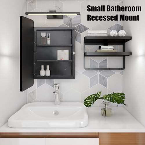 Black Beveled Edge Medicine Cabinet, 16 x 24 Inch H110573