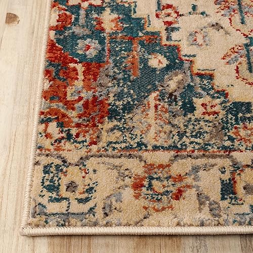 Indoor Area Rug or Runner, Patchwork Rustic Leaves Floor Decor, Soft Plush, 4ft x 6ft U1058