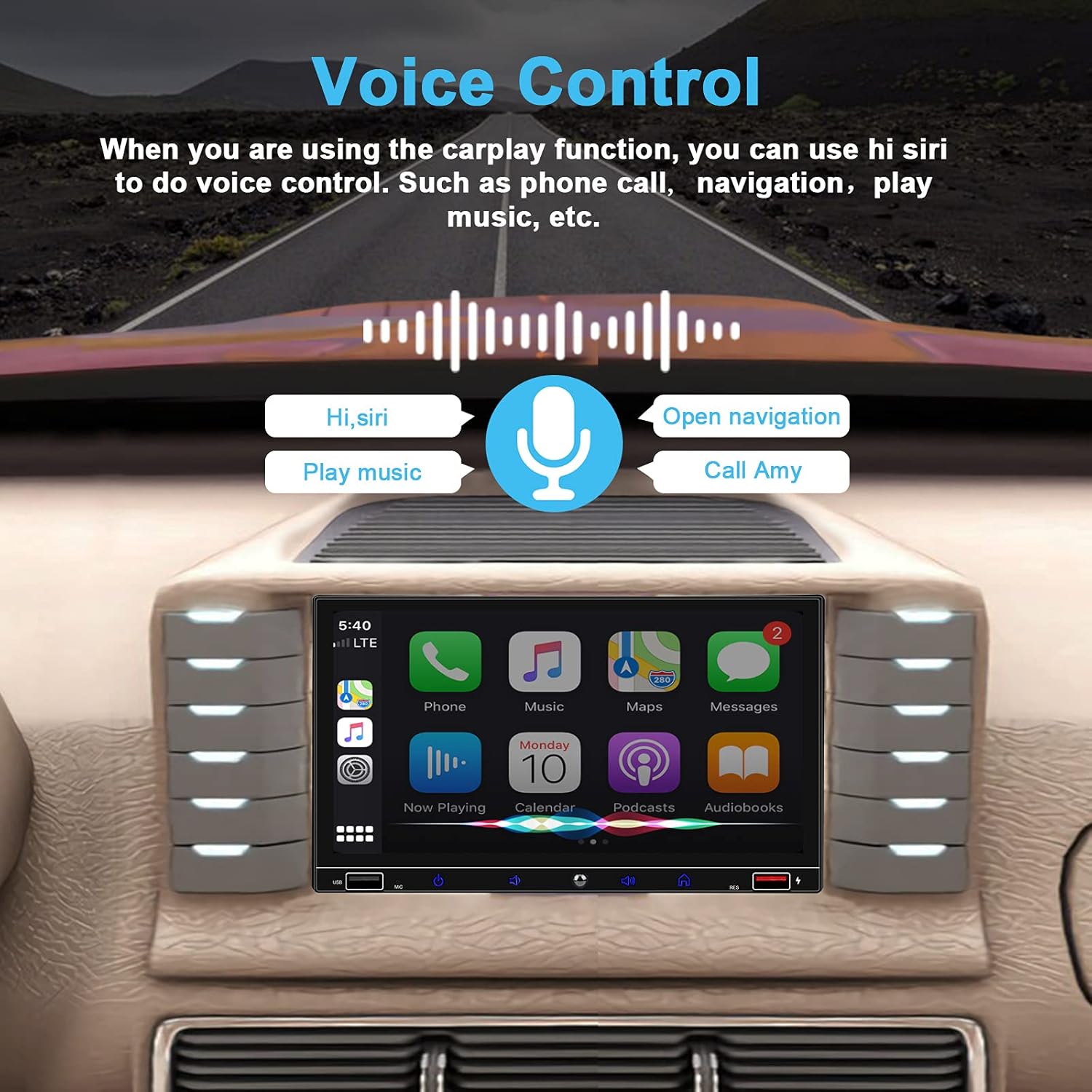 Double Din Car Stereo with 7 Inch Touchscreen, Carplay and Android Auto C339