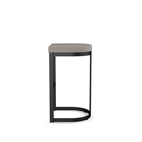 Counter Stool in Grey and Beige Polyurethane with Black Metal Frame K8073