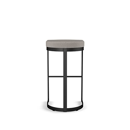 Counter Stool in Grey and Beige Polyurethane with Black Metal Frame K8073