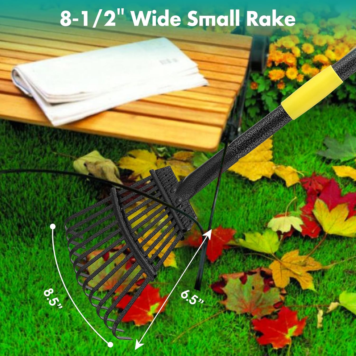 Metal Garden Rake with 60 Inch Handle for Leaves O221192