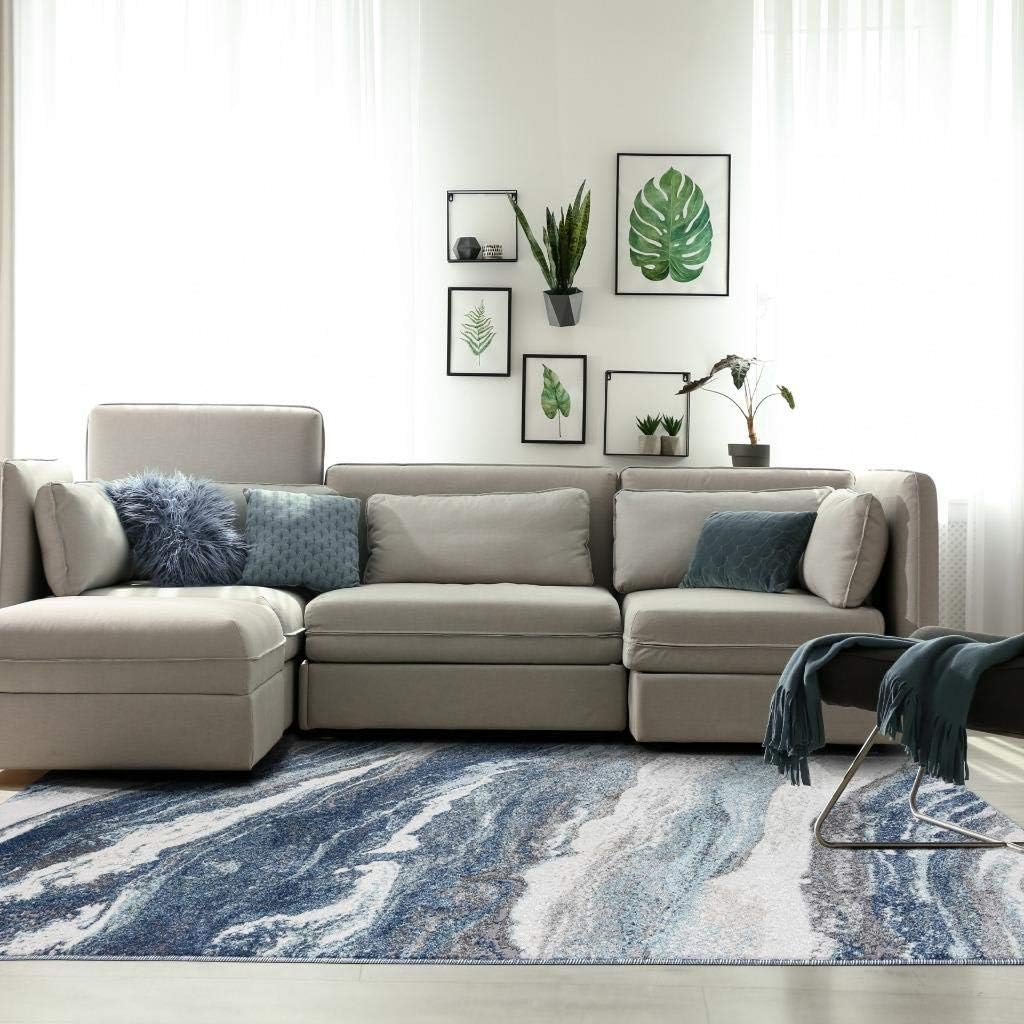 Art Deco Area Rug 8x10 Blue E207701