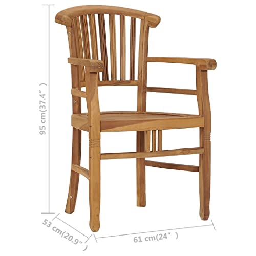 Teak Wood Patio Dining Chairs with Armrests, Set of 2 T477551