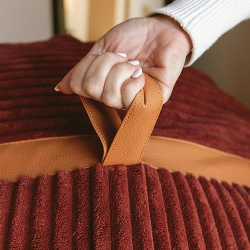 XXL Foam Filled Bean Bag Chair with Removable Cover, Deep Terracotta Corded Plush, 6 feet E194868