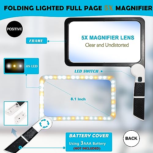 Magnifying Glass with Light, Folding Handheld 3X LED for Reading O568337