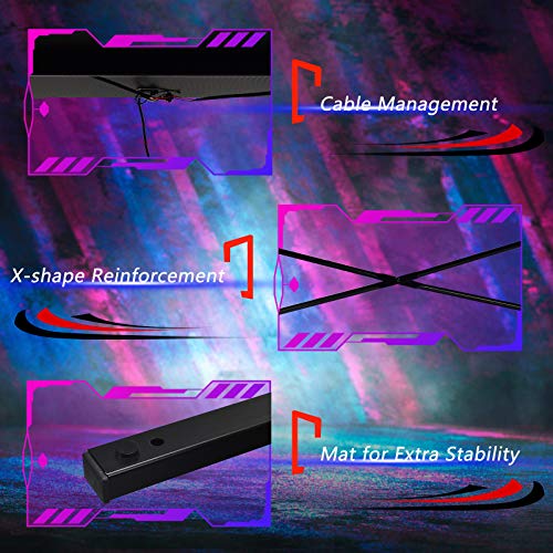 Gaming Computer Desk with LED Lights and Carbon Fiber Surface A225