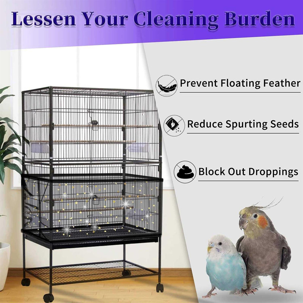 Bird Cage Seed Catcher Cover with Adjustable Nylon Mesh Net N406