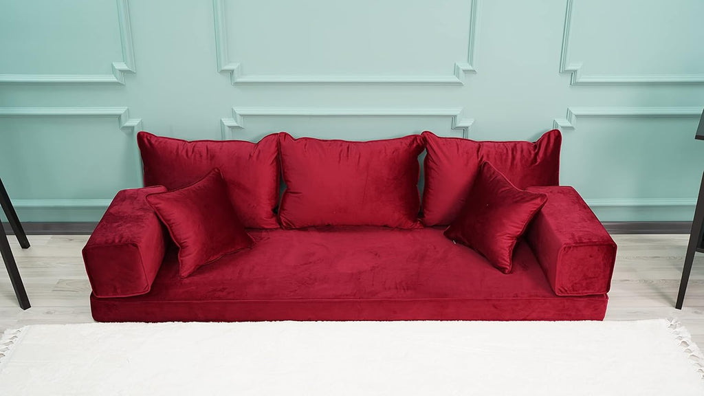 Velvet Floor Sofa in Red K717