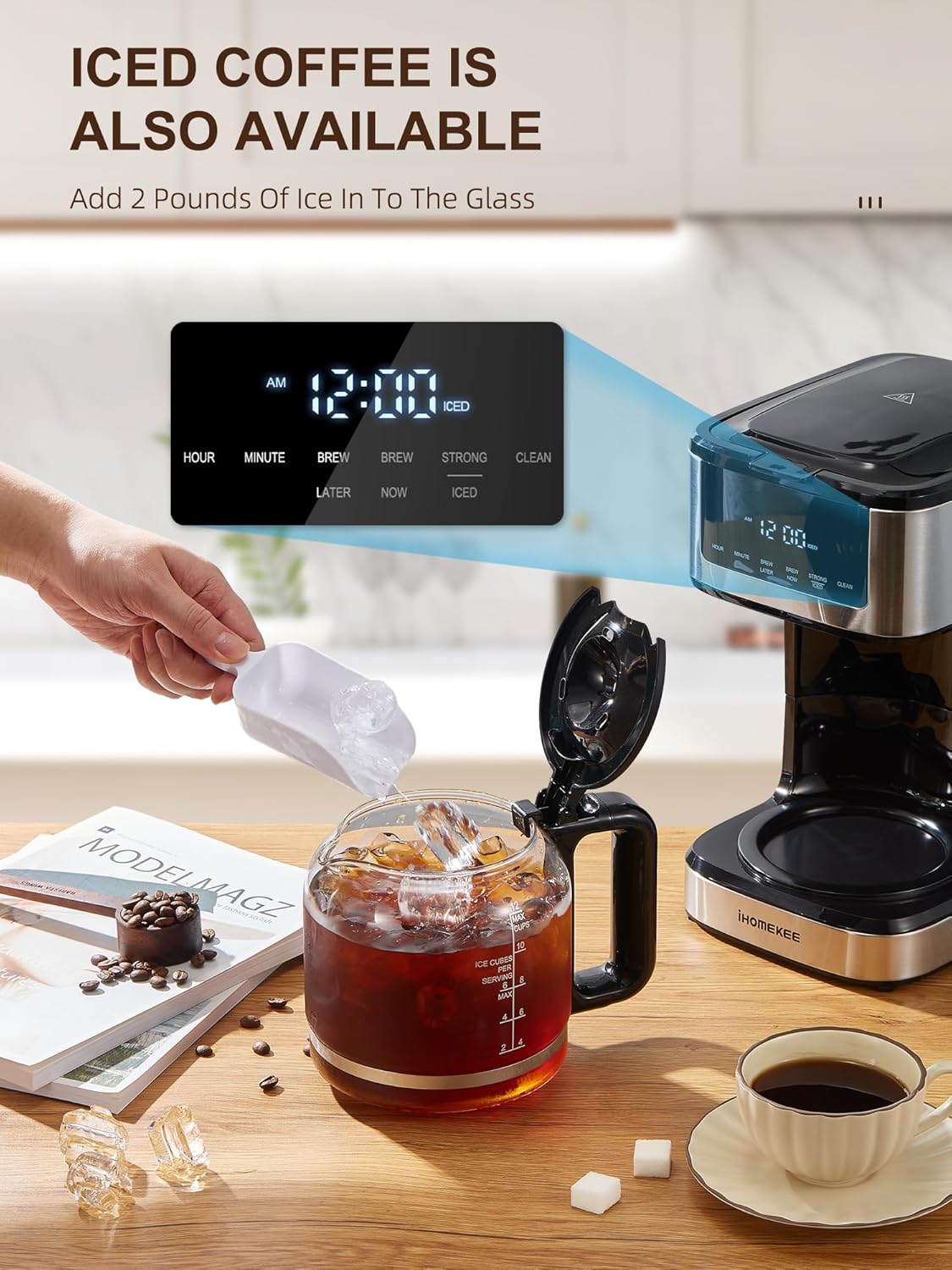 Programmable Drip Coffee Maker 12 Cup with Iced Coffee Function J697