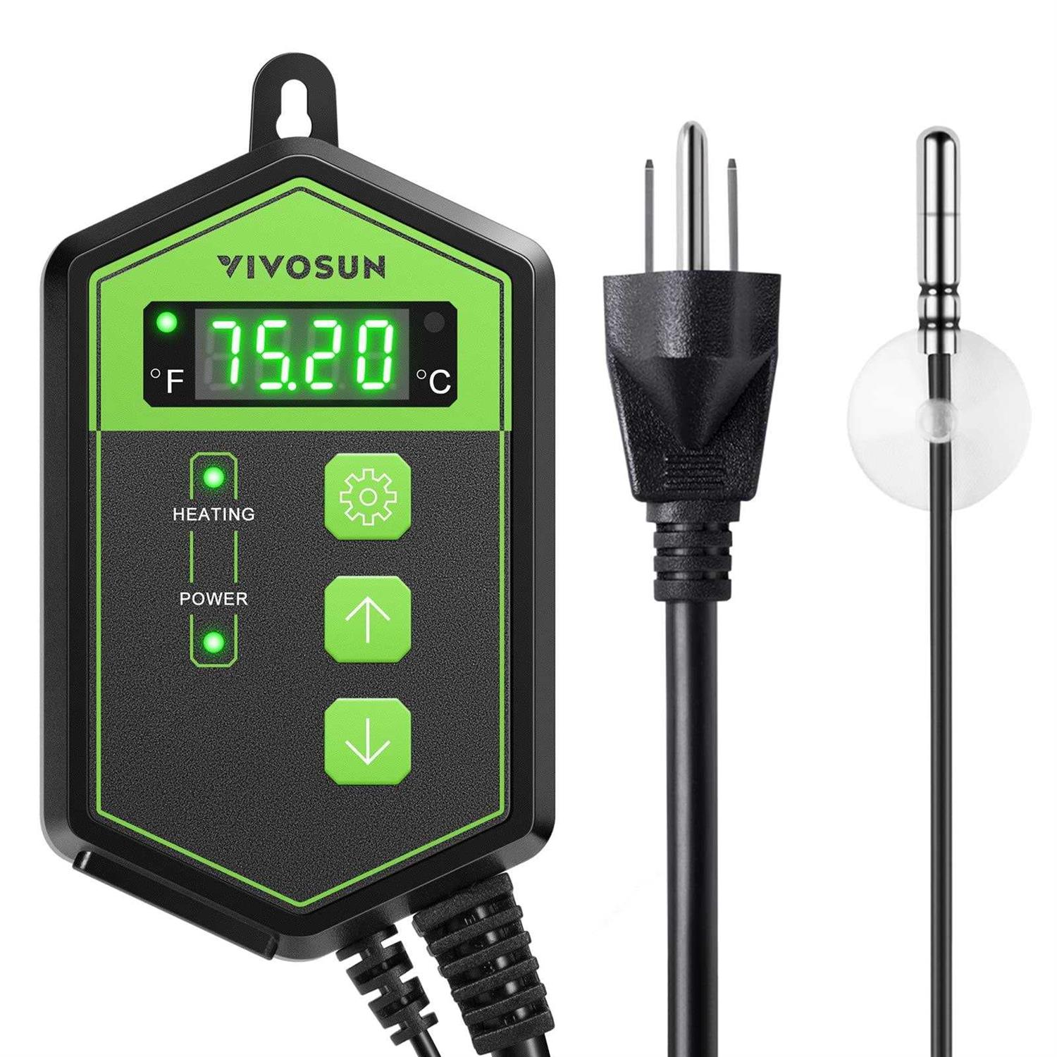 VIVOSUN Digital Heat Mat Thermostat Temperature Controller 40-108 oF 1000W for Reptiles - Pet Supplies online store