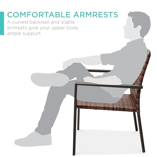 Set of 2 Stackable Outdoor Wicker Dining Chairs with Armrests R76144