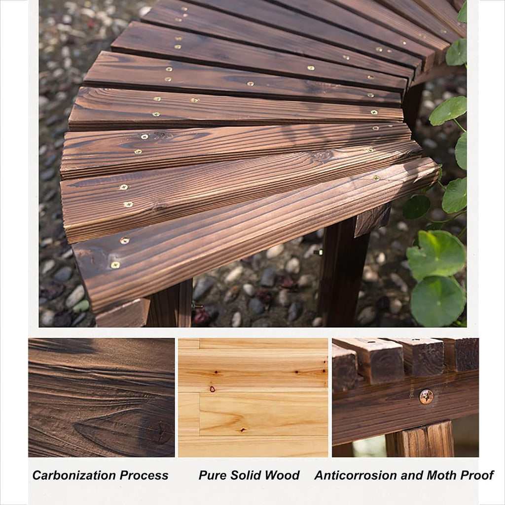 Outdoor Curved Wooden Bench for Garden Patio Lawn Y996