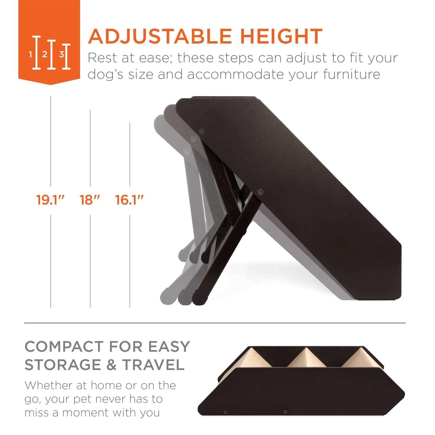 Foldable Wooden Carpeted Pet Stairs for Injured Pets B87164