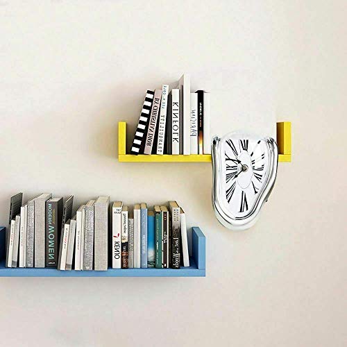 Melting Clock Surrealist Table Desk Decor (Silver) D312