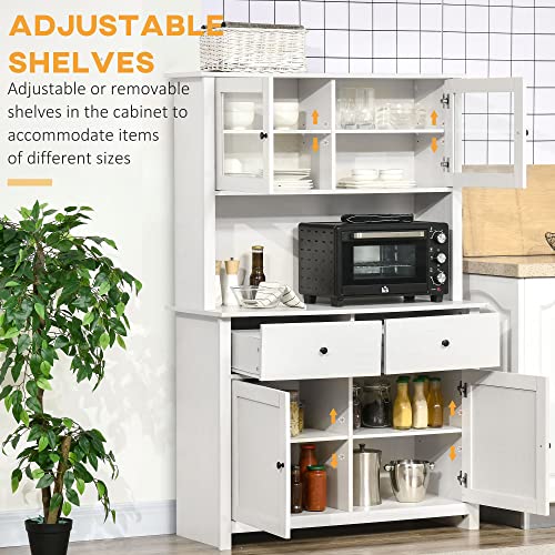 Kitchen Buffet with Hutch, Pantry Storage Cabinet with Shelves and Drawers I7784