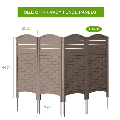 Air Conditioner Fence Privacy Screen, 4 Panels Outdoor Enclosure, Resin Fence Panels Kit, 45" x 22" Per Panel, Off White W57422