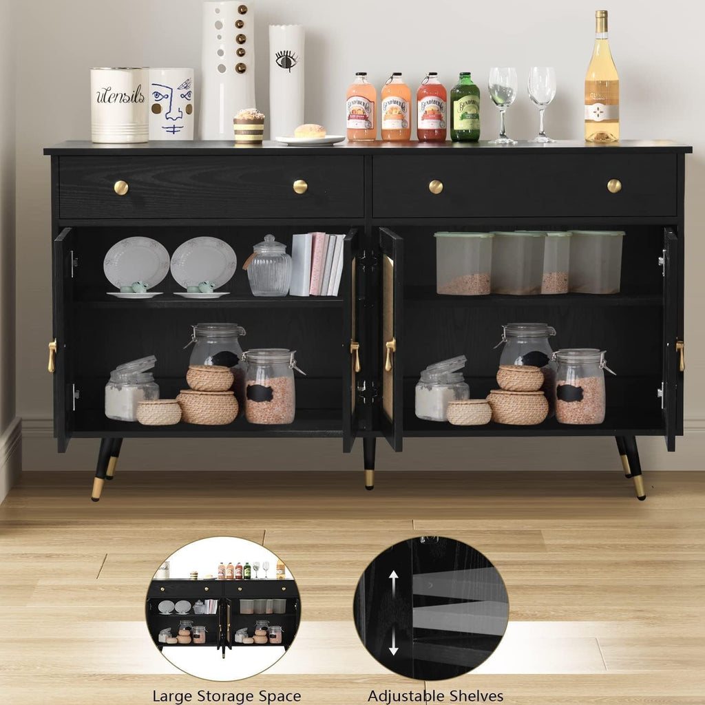 Rattan Sideboard Cabinet with 4 Doors and 2 Drawers D4887