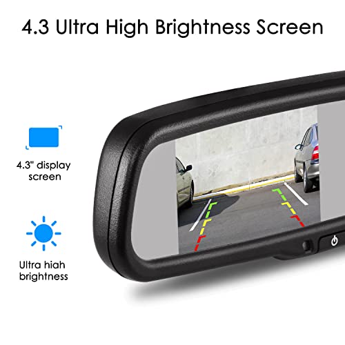 Rear View Mirror Camera with 4.3" Monitor, Night Vision, IP68 Waterproof Backup Camera for Car L261