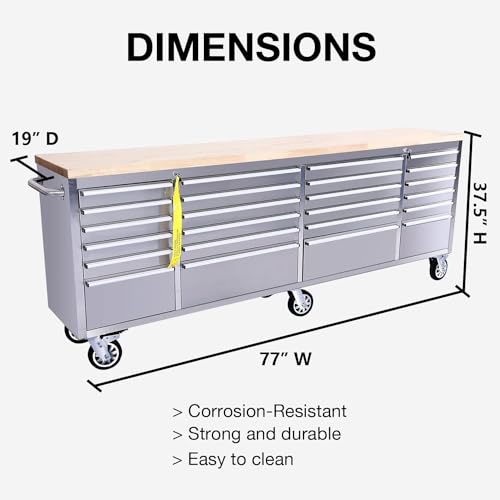 72 inch Mobile Tool Chest with 15 Drawers and Locking Wheels B161