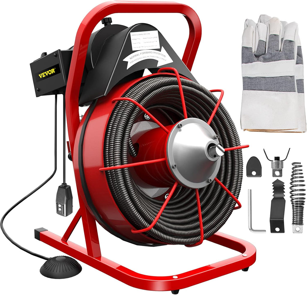 Drain Cleaner Machine 75Ft x 1/2Inch with 2" Spiral Cutter A4863