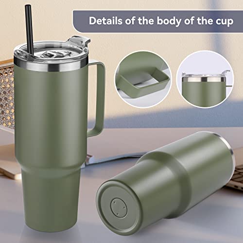 40 oz Stainless Steel Tumbler with Handle, Vacuum Insulated Travel Mug J854002